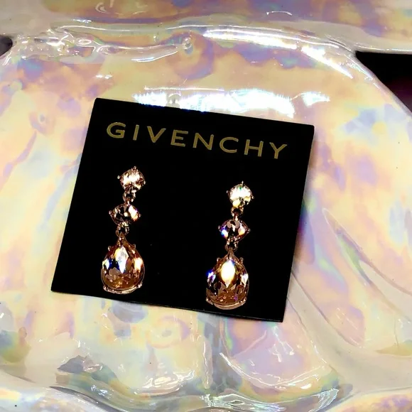 GIVENCHY Rose Gold/Champagne Drop Earrings with Post Backs - Picture 13 of 16